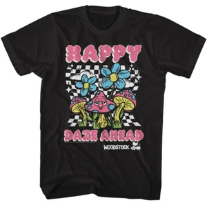 Camiseta Woodstock Psychedelic Mushrooms Happy Daze Ahead para hombre música rock y soul - Imagen 1 de 3