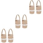 6 Pcs Linen Diy Sack Small Basket With Handle Wedding Favor Bags