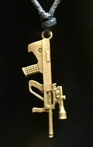 Scharfschütze Gewehr Pistole bronziert Anhänger Gothic Biker verstellbare Kordel Halskette - Bild 1 von 2