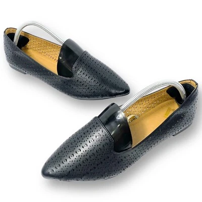 Report Clover Flats Womens 10W Black Perforated Slip On Pointed Toe Shoe NWOT - Image 1 of 4