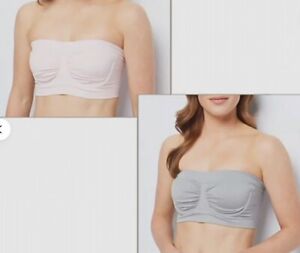 Breezies Set of 2 Seamless Underwire Bandeau Bras Silver/Pink M A395478