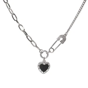 Punk Fashion Black Heart Necklace For Women Chain Heart Pendant Necklace Jewelry - Picture 1 of 6