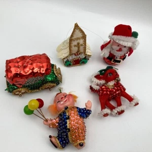 De colección Navidad Push Pin Cuentas Lentejuelas Adornos Santa Iglesia Ciervo Coche Payaso - Imagen 1 de 12