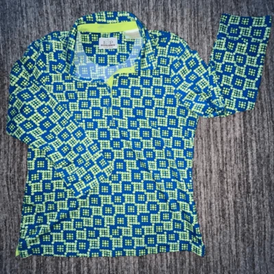 Camisa polo de golfe EP Pro feminina pulôver médio azul verde atlética manga longa - Imagem 1 de 4