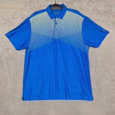 Under Armour polo shirt mens XL Blue geometric golf stretch - Image 1 of 4
