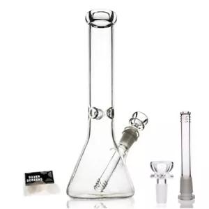 10 inch Heavy Glass Bong Water Pipe Smoking Bong Beaker + 14mm Bowl hookah USA - Picture 1 of 6