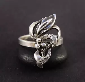 Anillo floral ancho de plata 925, anillo floral llamativo, anillo asimétrico soviético - Imagen 1 de 7