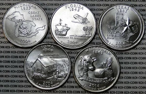 BU UNC United States 2004 5x state quarters 25 cent coins P or D - Picture 1 of 3