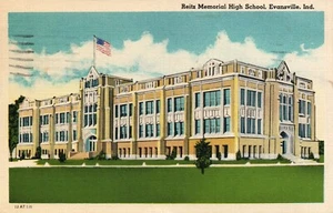Reitz Memorial High School in Evansville Indiana IN Vintage Postcard - Picture 1 of 2
