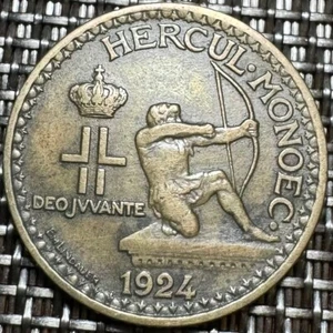 PIECE DE 1 FRANC MONACO 1924 POISSY RARE !!! 150000 EXEMPLAIRES SEULEMENT (1288) - Picture 1 of 2