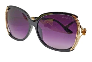 Gafas de sol de diseñador Versace LUXURY negras y doradas, lentes moradas con logotipo de Medusa certificado de autenticidad - Imagen 1 de 20