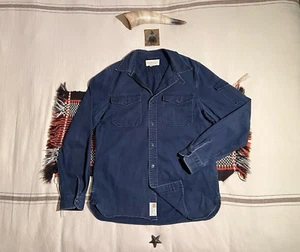 Camisa Denim Supply CPO L Cuello de lengüeta militar Resistente Taladro Algodón RRL-ish Azul - Imagen 1 de 24