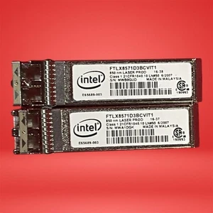 Lot of 2 Intel X520-DA2 FTLX8571D3BCVIT1 10Gigabit Multimode Transceiver - Picture 1 of 4