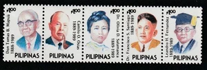 Philippinen 1989 Sc # 1998 Great Filipinos Strip of 5 MNH OG - Bild 1 von 1