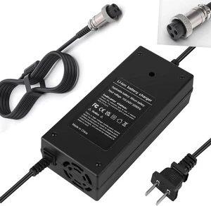 54.6V 2A (120W) 3 Prong Scooter Charger for Evercross H5/ Vsett 8, 8+, Black - Picture 1 of 6