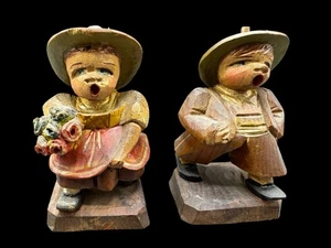 Anri Holzschnitzerei Italien Mann Frau Lot 3" Holz bemalt Folk - Bild 1 von 12