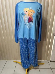 Disney Frozen Girls Pajama Set XL Cozy Lounge Relax Long Sleeve Sleep PJs Blue - Picture 1 of 6