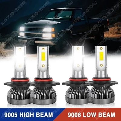 Kit combinado de bombillas de faros LED 8000K haz alto/bajo para Chevy C1500 2500 3500 1990-98 Foto 1 de 4