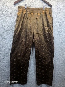 Nike Air High Rise Satin Pants Women Large Wide Leg AOP Swoosh Brown DQ6583-259 - Imagen 1 de 8