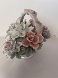 Vintage Porzellan Blumenkorb Herzstück Blumengesteck 8x8x6" - Bild 1 von 11