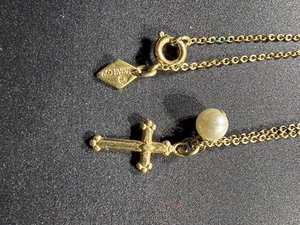 Vintage Sara Coventry Cross Necklace With Pearl 15” - Picture 1 of 3