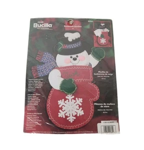 Opened Vintage 2003 Bucilla Felt Stocking Kit 84940 Snowman Mittens 18” USA - Picture 1 of 2