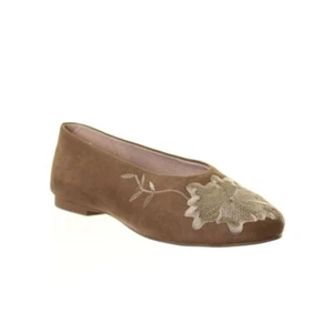 SEYCHELLES Women's Taupe Campfire Embroidered Ballerina Flats Shoes 6 1/2 TEDO - Picture 1 of 4