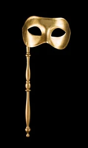 Venetian Maske Mit Goldener Stange - Glänzende Colombine - 392 - Bild 1 von 6