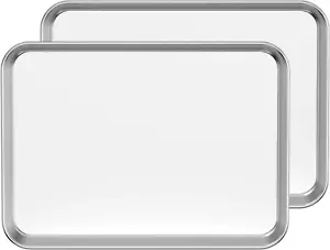 Baking Sheet Set of 2, Stainless Steel 2-Piece Cookie Sheet, Toaster Oven Baking - Picture 1 of 7
