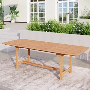 Acacia Wood Patio Dining Table for 6-8 Person Expandable Adjustable - Picture 1 of 8