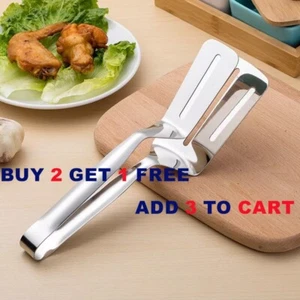 Stainless Steel Steak Clamp Food Bread Meat BBQ Clip Tongs Kitchen Cooking Tool - Picture 1 of 9