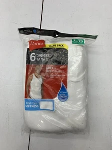 Hanes 6 Tagless white Tanks Size XL New - Picture 1 of 3