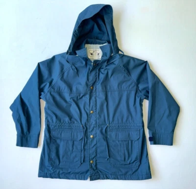 复古 Woolrich 女式运动夹克全拉链连帽蓝色 L 码 / XL GUC — 第 1/4 张图片