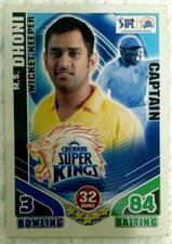INDIA RARE DLF IPL TOPPS 2011 CRICKET ATTAX CARD M.S DHONI 1st EDI. *