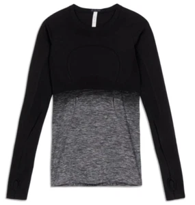 LULULEMON Black Heather Gray Tech Swiftly Speed Long Sleeve Tee Shirt 6 = S EUC - Picture 1 of 8