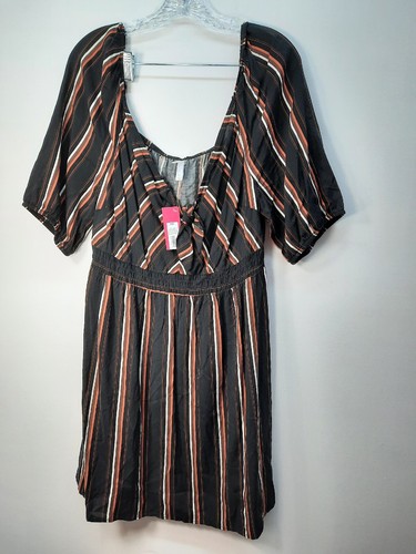 OFF WHITE Abito Xhilaration XXL ampia apertura nero marrone scuro bianco nuovo con etichette peso leggero