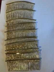 Pack of 10 Gold Wire Combs 30 teeth 11cm Tiara or Wedding Headdress OB3 10 - Picture 1 of 2