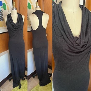 Maxi Vestido HELMUT Lang Bodycon Cuello Cortina Sin Mangas P Capucha Cuello Gris Corredor Espalda - Imagen 1 de 8