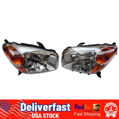Left & Right Side Front Halogen Light Headlight Set For 2004 2005 Toyota RAV4 - Imagem 1 de 4