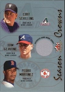 2002 Fleer Triple Crown Season Crowns Game Used Baseball Card #8B Tom Glavine