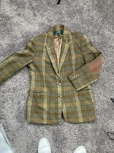 Lauren Ralph Lauren Womens 6 Linen Herringbone Blazer Jacket Brown - Picture 1 of 10
