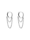 Unisex 925 Sterling Silver Dangle Chain Huggie Hoop Earrings A1850