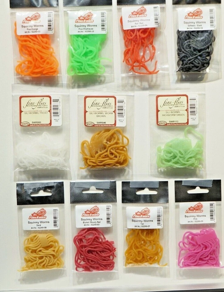 Squirmy Worm 11 Farben Flies & more | Wapsi Killer Material Sili Worm - Bild 1 von 1