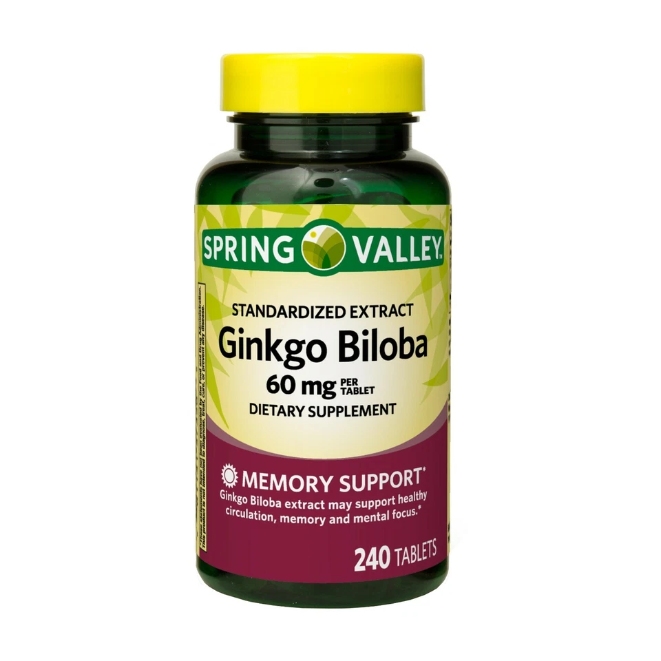 Spring Valley Ginkgo Biloba Extract Tablets, 60 mg, 240 Count.. - Image 1 of 3