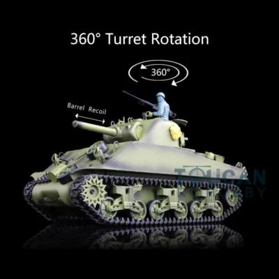 1/16 7.0 2.4G Henglong 3898 Sherman RTR RC Tank 360° Barrel Recoil BB IR Battle - Image 1 of 4
