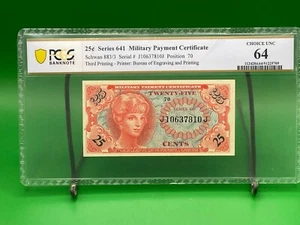 Military Payment Certificates Series 641 25 Cent PCGS 64 Choice AU - Picture 1 of 15