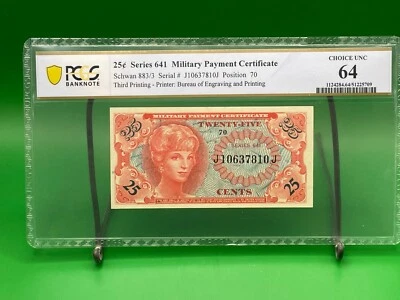 Military Payment Certificates Series 641 25 Cent PCGS 64 Choice AU - Image 1 of 4