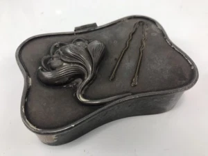Ornate Victorian Style Hairpin Box Quadruple Silver Plated Victor Co. Jewelry - Picture 1 of 12