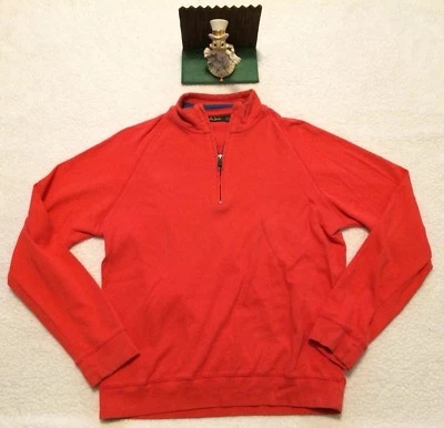 BOBBY JONES SUÉTER MÉDIO PULL OVER 1/4 ZÍPER LARANJA CASUAL ALGODÃO GOLFE QUENTE - Imagem 1 de 4