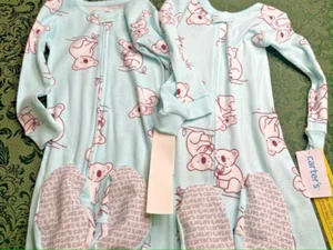 NWT 24m TWINS koala bears matching sleepers cotton footed girls Carters spring - Picture 1 of 6